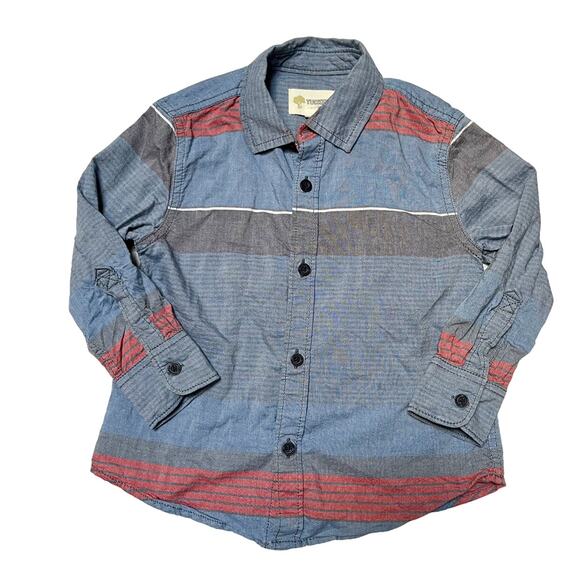 Tucker + Tate Chambray Stripe Button Up Shirt Size 2 - Picture 1 of 4